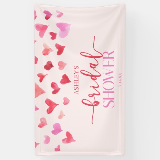 Rode Roze Harten Valentijn Bruidsfeest Borrel Spandoek (Verticaal)