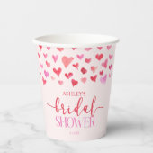 Rode Roze Harten Valentijn Bruidsmeisje Feest Papieren Bekers (Voorkant)