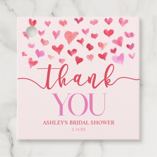 Rode Roze Harten Valentijn Bruiloft  Bedankjes Labels (Voorkant)