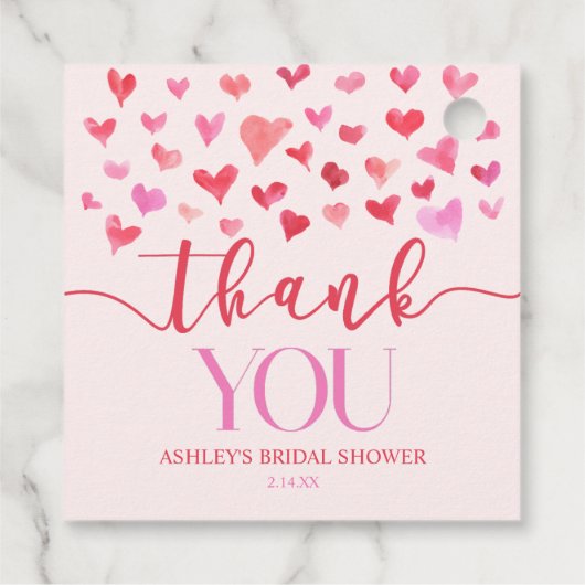 Rode Roze Harten Valentijn Bruiloft Feest  Bedankjes Labels (Achterkant)