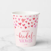 Rode Roze Harten Valentijn Bruiloft Feest  Papieren Bekers (Achterkant)