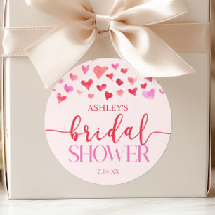 Rode Roze Harten Valentijn Bruiloft Feest  Ronde Sticker