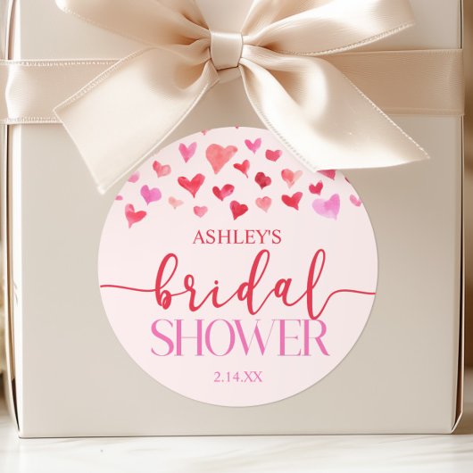 Rode Roze Harten Valentijn Bruiloft Feest Ronde Sticker
