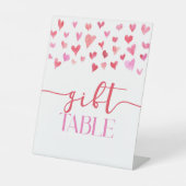 Rode Roze Harten Valentijn Gift Table Party Sign Reclamebord Met Voetstuk (Voorkant)