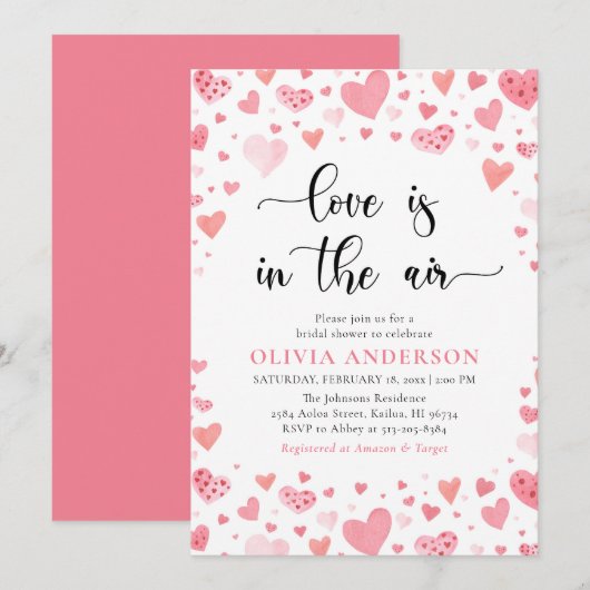 Rode Roze Harten Valentijn Sweetheart Vrijgezellen Kaart (Voorkant / Achterkant)