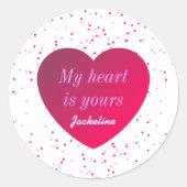 Rode Roze Harten  Valentijnsdag Ronde Sticker (Voorkant)