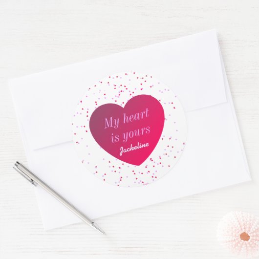 Rode Roze Harten  Valentijnsdag Ronde Sticker (Envelop)