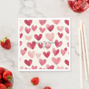 Rode Roze Harten Verjaardag   Servet