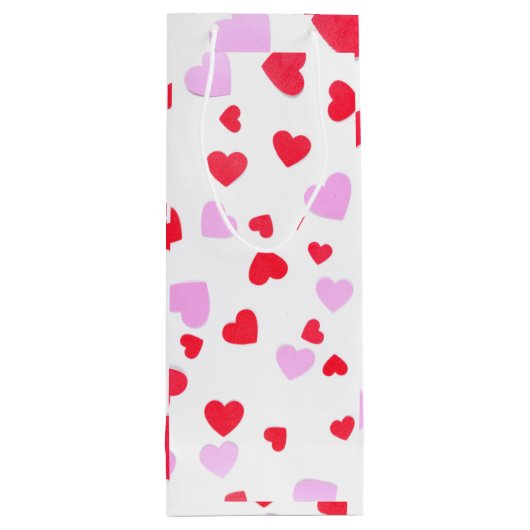 Rode roze harten wijn cadeautas (Achterkant)