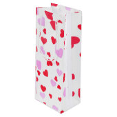 Rode roze harten wijn cadeautas (Voorkant Gekanteld)