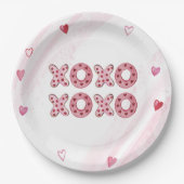 Rode & Roze Harten XOXO Valentijnsdag Papieren Bordje (Voorkant)