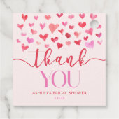 Rode Roze Hartjes Bruidsbruiloft Bedankjes Labels (Achterkant)