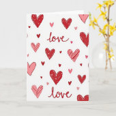 Rode Roze Hartjes Liefde Kaart (Gele Bloem)