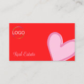 Rode roze hartverwarmingstoestel met Logo en foto Visitekaartje (Voorkant)