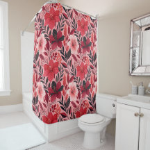 Rode & Roze Hibiscus Bloem Botanisch Patroon