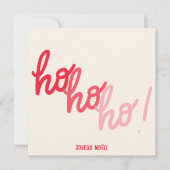 Rode Roze Hohoho Joyeux Noel Script Kerstkaart (Voorkant)