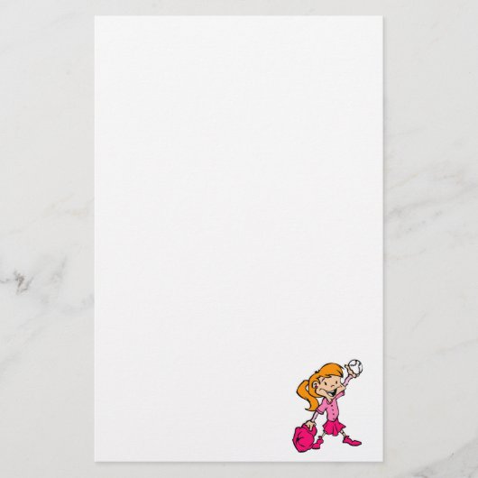 rode roze honkbal briefpapier (Voorkant)