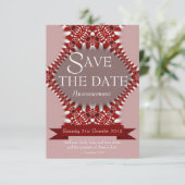 Rode Roze Kant Save the Date Trouw Aankondiging (Staand voorkant)