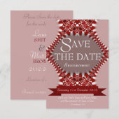 Rode Roze Kant Save the Date Trouw Aankondiging (Voorkant / Achterkant)