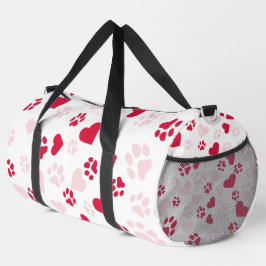 Rode & Roze Kattenpoot Print Hart Patroon Duffle B Plunjezak