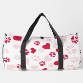 Rode & Roze Kattenpoot Print Hart Patroon Duffle B Plunjezak (Achterkant)
