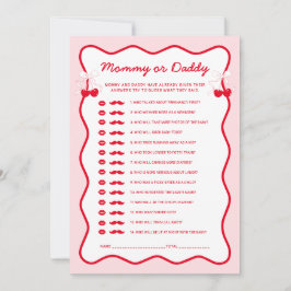 Rode Roze Kers Baby Shower Raad Mamma of Papa Kaart