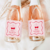 Rode roze kers op de top Bachelorette Mini Champag Sparkling Wijnetiket