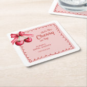 Rode & Roze Kersen op Top Cherry Vrijgezellenfeest Kartonnen Onderzetters (Schuin)