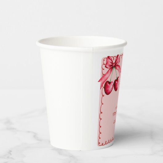 Rode & Roze Kersen op Top Cherry Vrijgezellenfeest Papieren Bekers (Rechts)