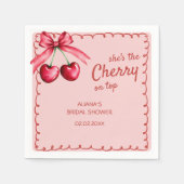 Rode & Roze Kersen op Top Cherry Vrijgezellenfeest Servet (Voorkant)