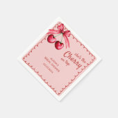 Rode & Roze Kersen op Top Cherry Vrijgezellenfeest Servet (Hoek)