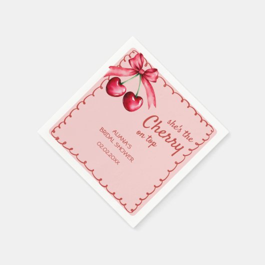 Rode & Roze Kersen op Top Cherry Vrijgezellenfeest Servet (Hoek)