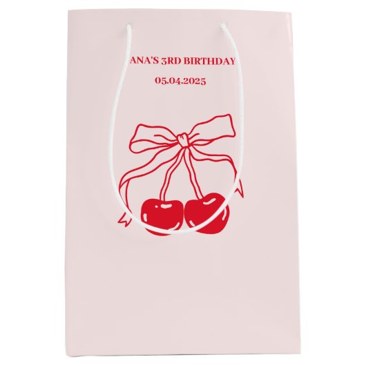 Rode & Roze Kersen Verjaardagsfeest Medium Cadeauzakje (Voorkant)