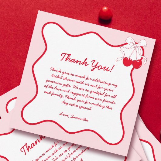 Rode Roze Kersj Saint Valentijns Bruidsfeest Dank  Bedankkaart