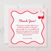 Rode Roze Kersjebruiloft Bruidsmeisjesfeest Bedank Bedankkaart (Voorkant)