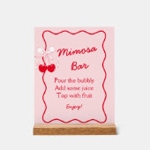 Rode Roze Kersjestaak Bruidsfeest Mimosa Bar Acryl Bord (Voorkant)