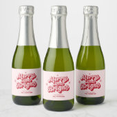 Rode Roze Kerst Mini Champagne Sparkling Wijnetiket (Flessen)