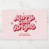 Rode Roze Kerst Mini Champagne Sparkling Wijnetiket (Enkel label)