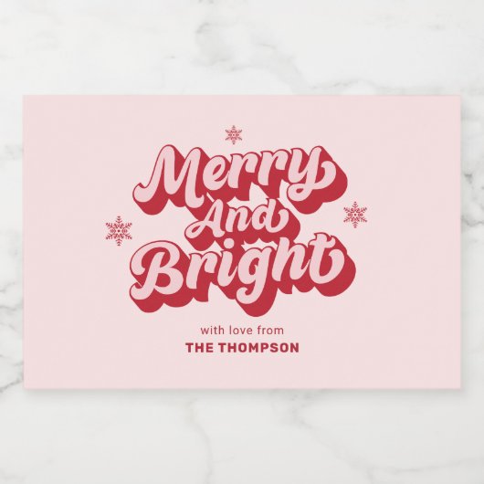 Rode Roze Kerst Mini Champagne Sparkling Wijnetiket (Enkel label)