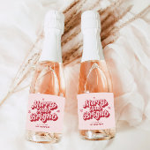 Rode Roze Kerst Mini Champagne Sparkling Wijnetiket