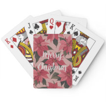 Rode Roze Kerst Poinsettia Kaartspel