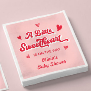 Rode Roze Kleine Liefje Valentijnsdag Baby Shower Servet