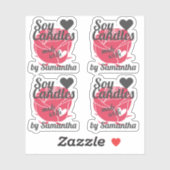 Rode roze  kleur gemaakt met hartszeekandels sticker (Vel)