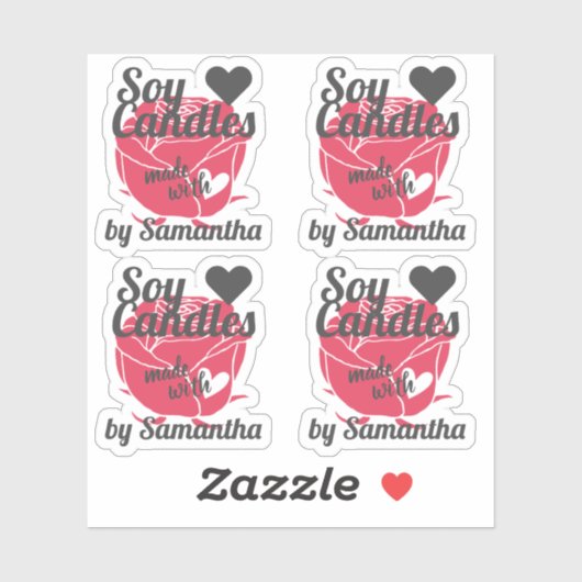 Rode roze  kleur gemaakt met hartszeekandels sticker (Vel)