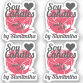 Rode roze  kleur gemaakt met hartszeekandels sticker (Voorkant)