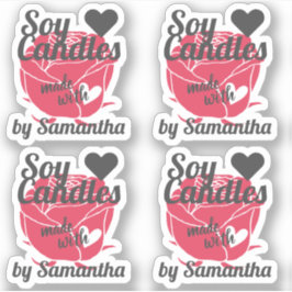 Rode roze  kleur gemaakt met hartszeekandels sticker