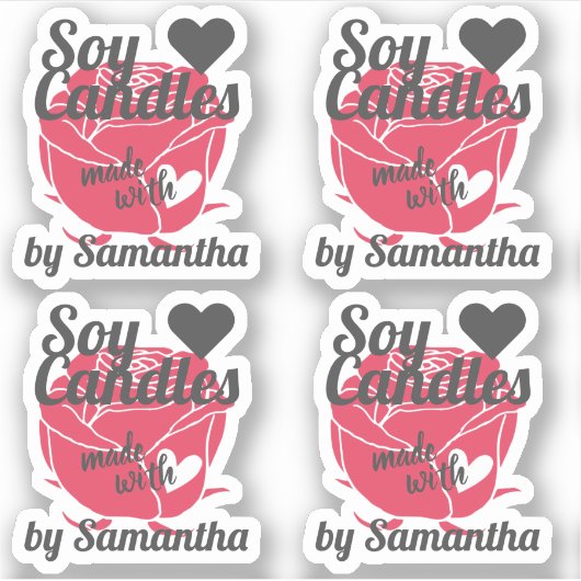 Rode roze  kleur gemaakt met hartszeekandels sticker (Voorkant)