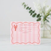 Rode Roze Kreeft Doodle Bruiloft Recept Kaart (Staand voorkant)