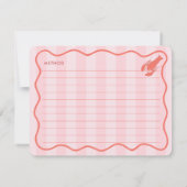 Rode Roze Kreeft Doodle Bruiloft Recept Kaart (Achterkant)