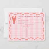 Rode Roze Kreeft Doodle Bruiloft Recept Kaart (Voorkant)